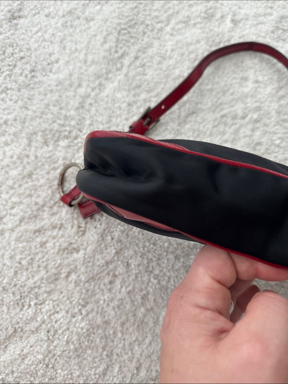 Prada Black and Red Leather-Trim Shoulder Bag - Picture 6 of 15